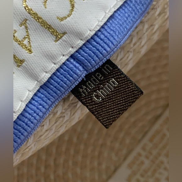ERIC JAVITS Beige with Blue Trim Straw Hat - Picture 12 of 13
